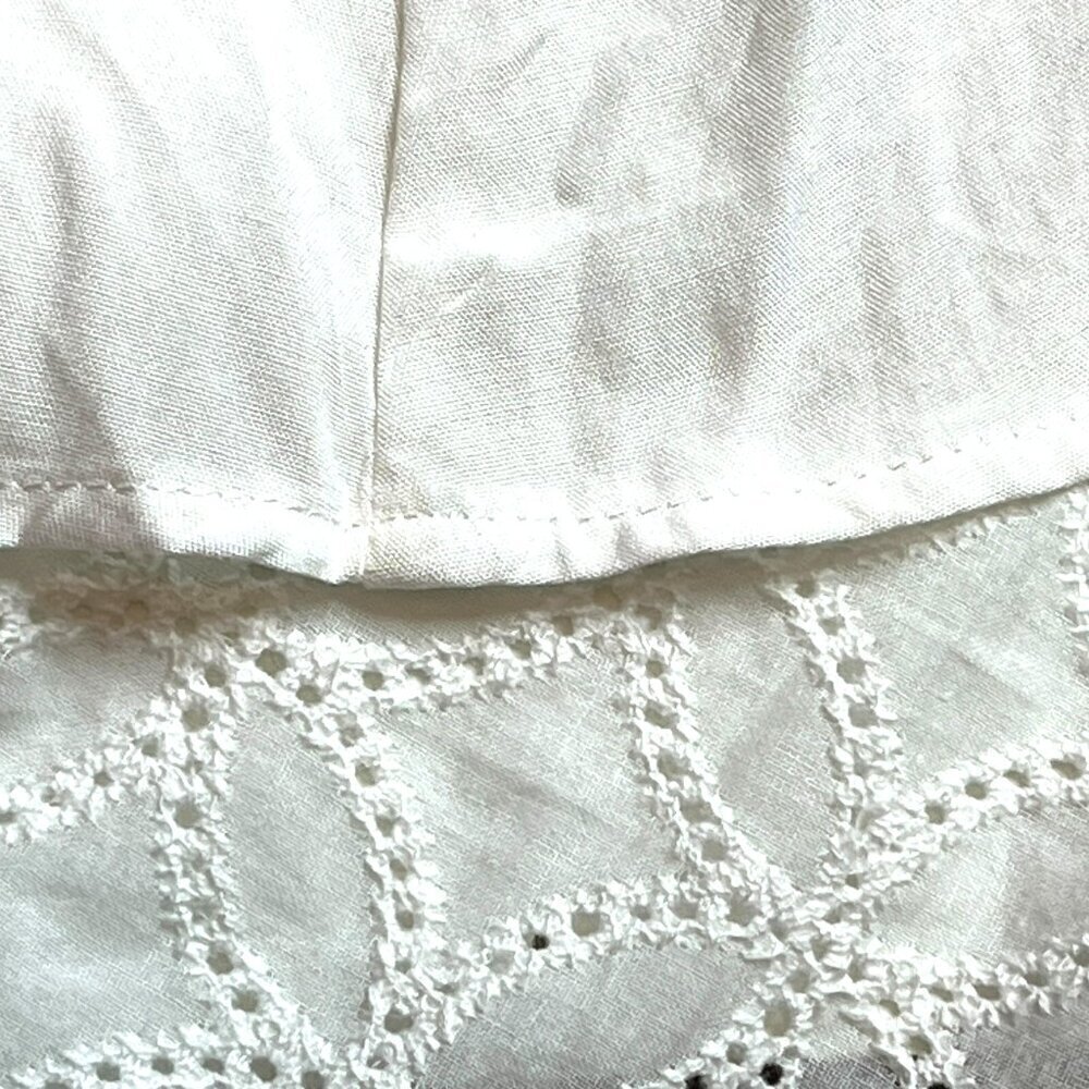 Aoxwomen Minidress sz S Eyelet Boho Cottagecore Hi Lo Hem Peasant Sleeve NWT - Picture 9 of 10